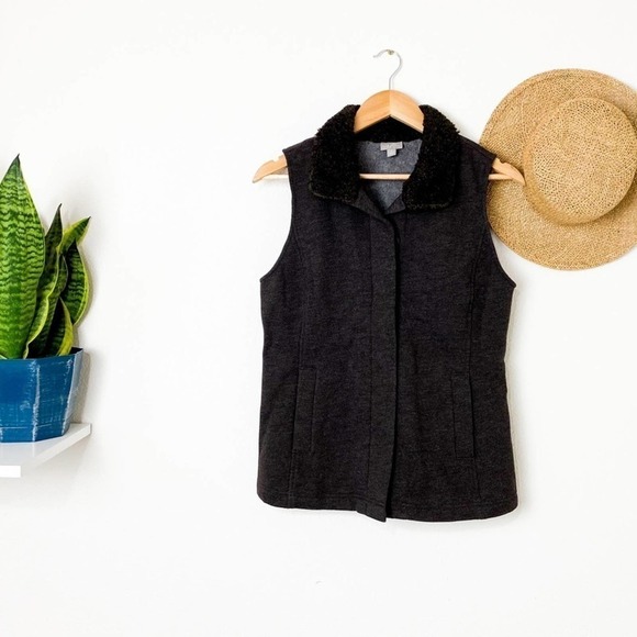 J. Jill Brown Faux Fur Sweater Vest S Small - Picture 1 of 13